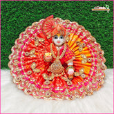 Bandhej Lace Booti Work Multi Shade Magenta Laddu Gopal Poshak